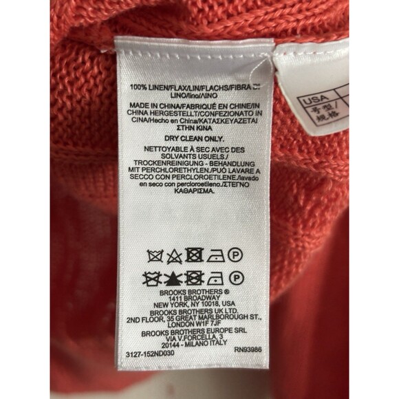 Brooks Brothers Womens Large LINEN Cable Knit V Neck Sweater Orange - Picture 4 of 7